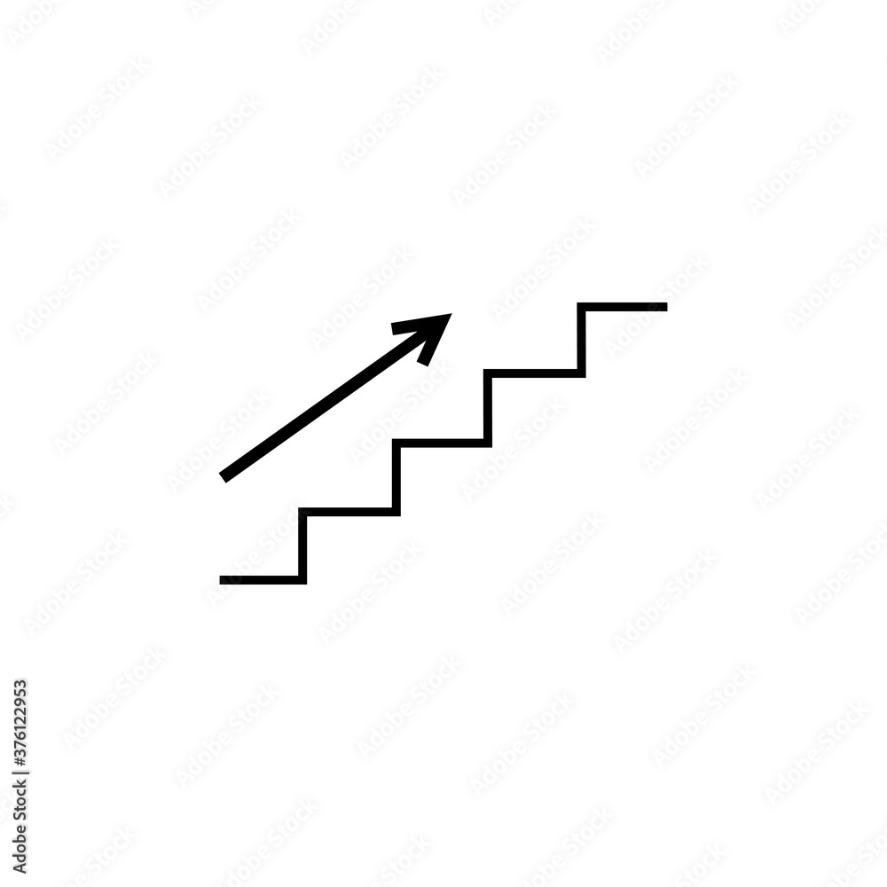 Icon black sign of stairs and arrow. Vector illustration eps 10