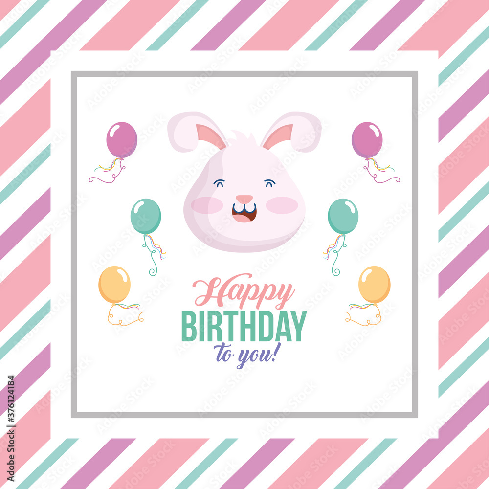 happy birthday card with rabbit and balloons helium scene happy birthday card with rabbit and balloons helium scene