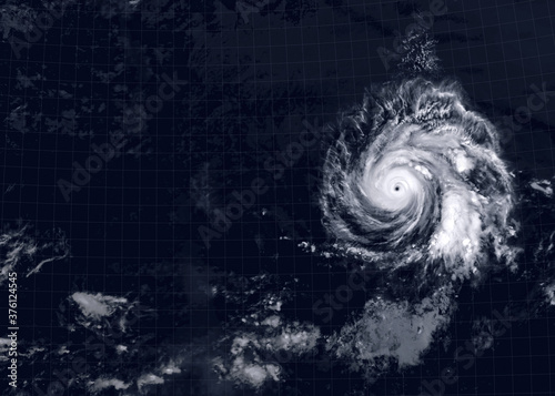 Cuadro en lienzo Storm over sea for background, satellite view of tropical hurricane eye
