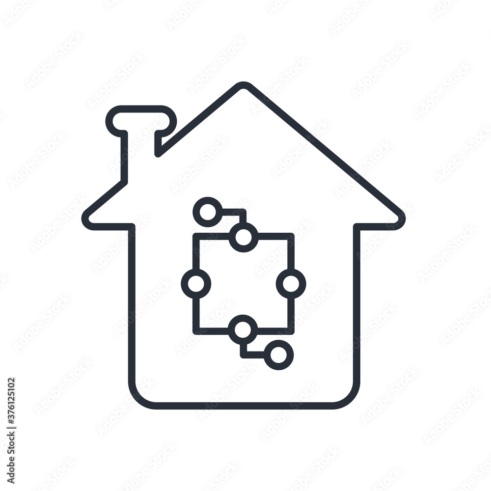 House and microcircuit. Smart home concept. Vector icon isolated on white background. House and microcircuit. Smart home concept. Vector icon isolated on white background.