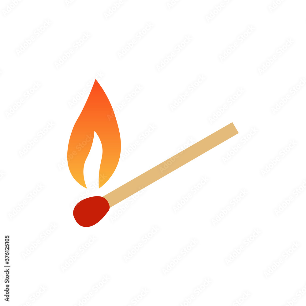 Burning match sign vector icon. Vector illustration eps 10 Burning match sign vector icon. Vector illustration eps 10