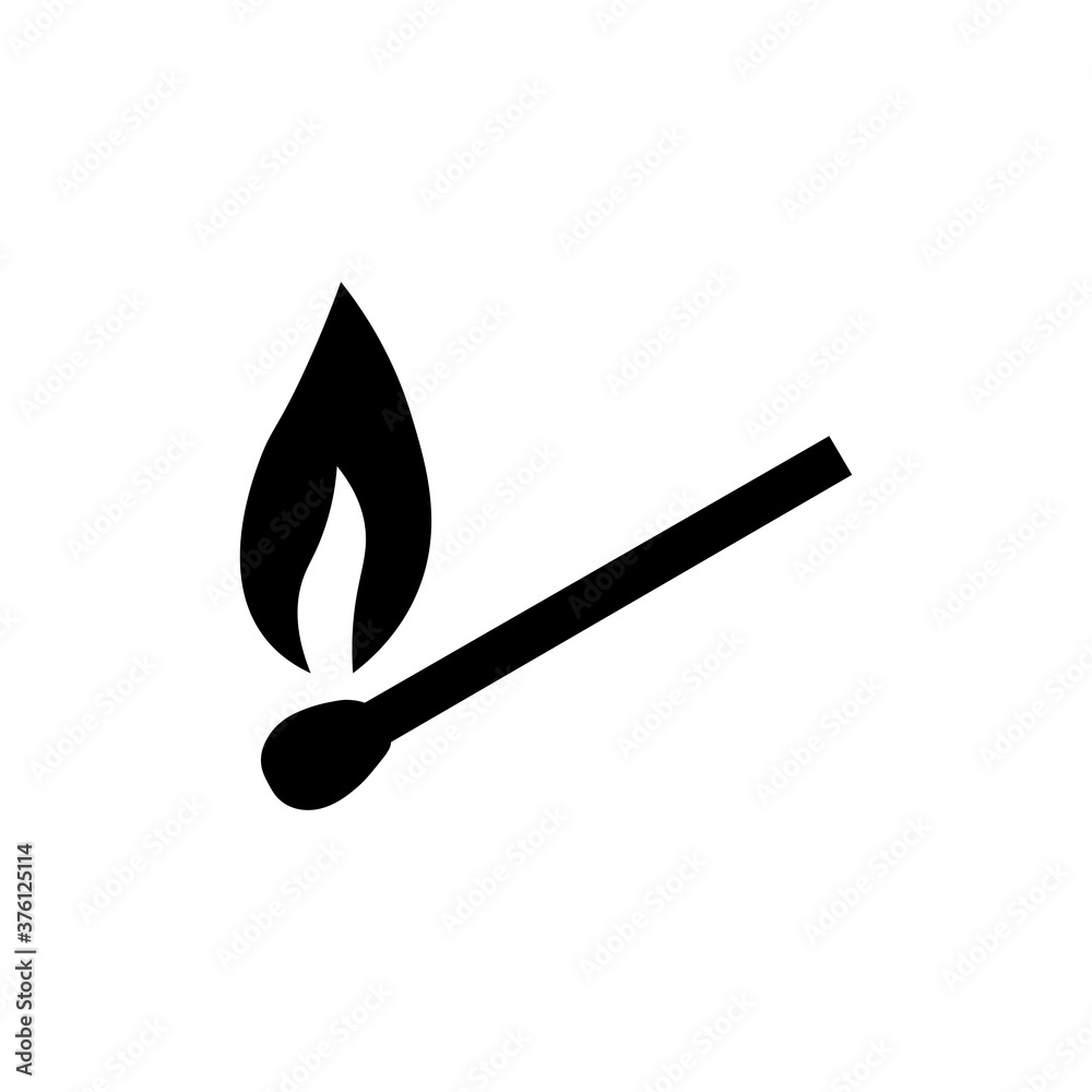 Burning match sign vector icon. Vector illustration eps 10 Burning match sign vector icon. Vector illustration eps 10