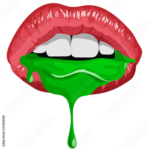 Poison on the lips. Halloween make-up. vector art