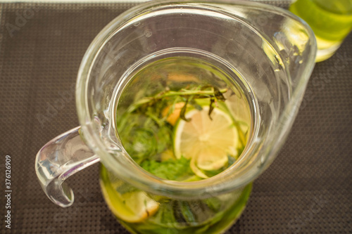 mojito drink made from lemon, mint
