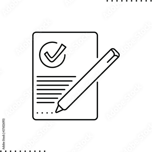 request for proposal, report document and pen vector icon in outline