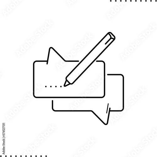 message bubble and pencil, request vector icon in outline