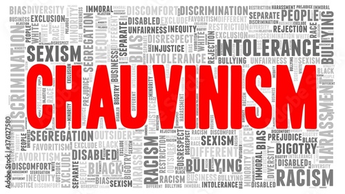 Chauvinism vector illustration word cloud isolated on a white background.