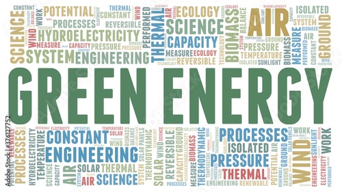 Green energy vector illustration word cloud isolated on a white background.
