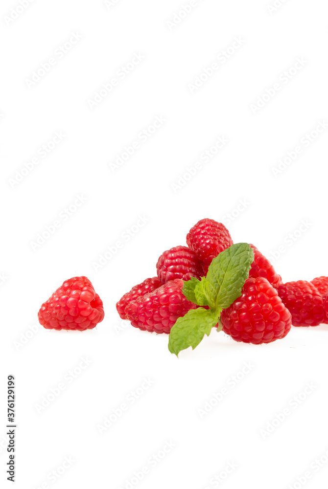 Raspberries arranged on a white background. Raspberries arranged on a white background.