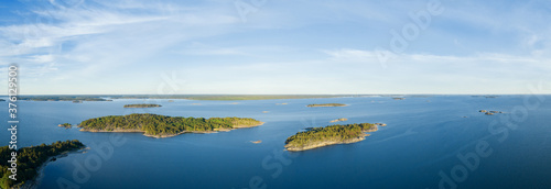 Fotografie, Obraz Aerial panoramic view over beautiful islands on the baltic sea in Finland