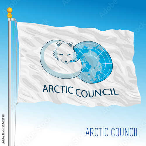 Arctic Council international organization flag, vector illustration