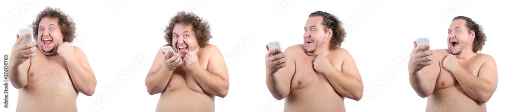 A funny fat guy and a phone. A funny fat guy and a phone.