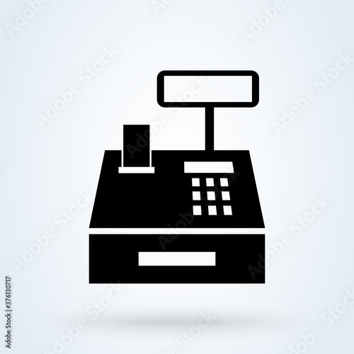 CashBox and check icon. security set point of sale cash box. vector illustration elements of shopping center icons for ui and ux, website or mobile application. Simple modern icon design illustration.