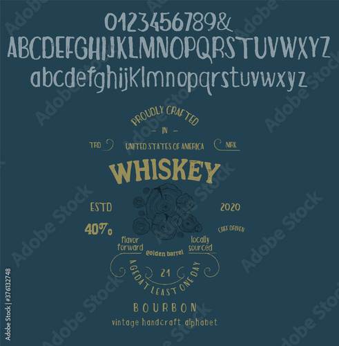 Vintage decorative font named "Whiskey".