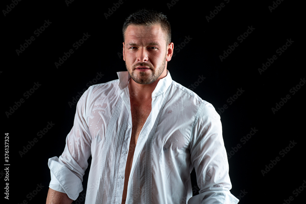 Fashion style portrait of a handsome guy in shirt.