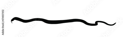 Snake vector silhouette isolated on white background. Black serpent tattoo. Poison snake symbol. Deadly venom, symbol of medicine or pharmacy.