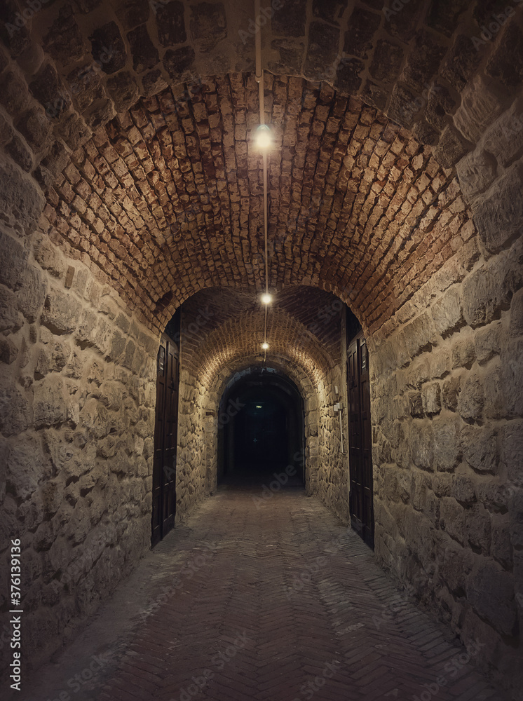 Old wine cellar tunnel at the Hincesti winery underground of the Manuc