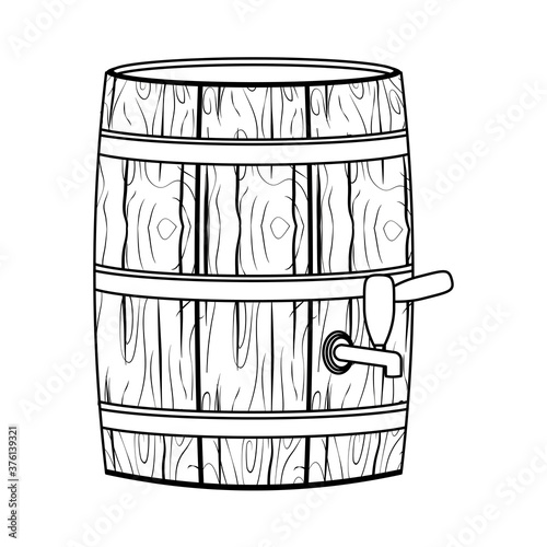 beer wooden barrel drawn line style icon