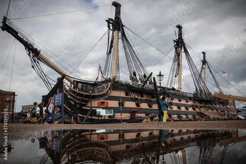 HMS Victory Admiral Lord Nelsons flag ship from the battle of trafalgar docked in Portsmouth Historic Dockyard photo