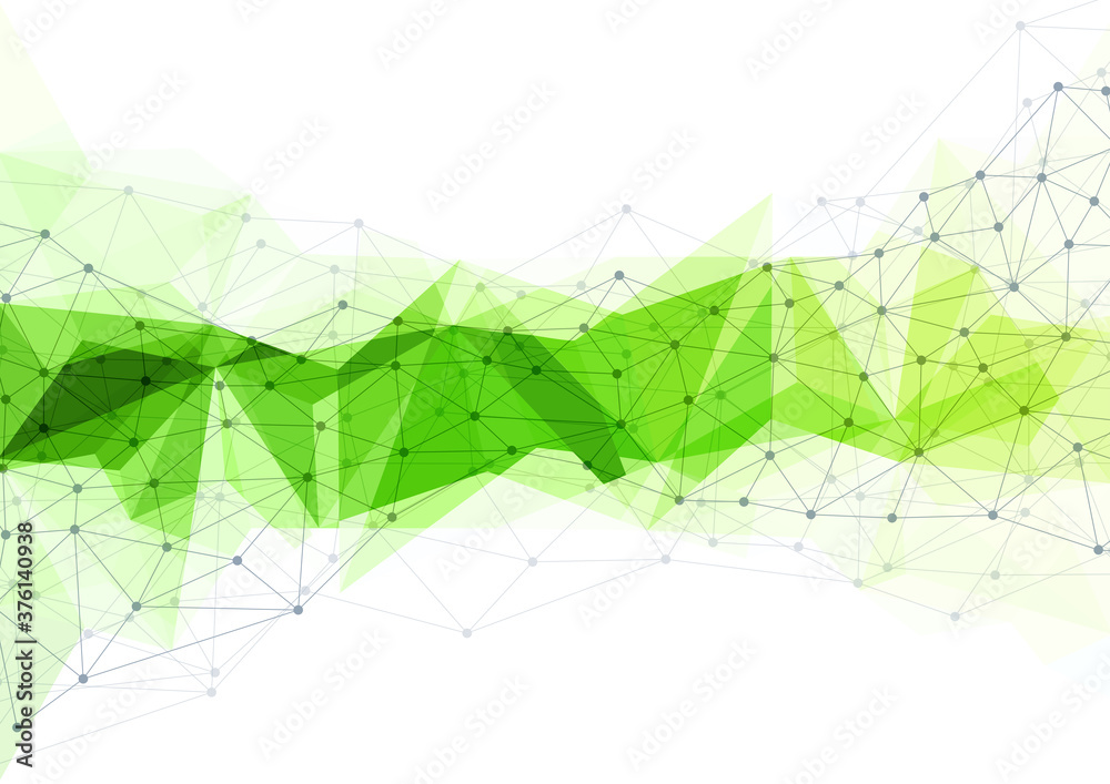Fototapeta premium Abstract technology background with connecting dots and lines. Green geometric background