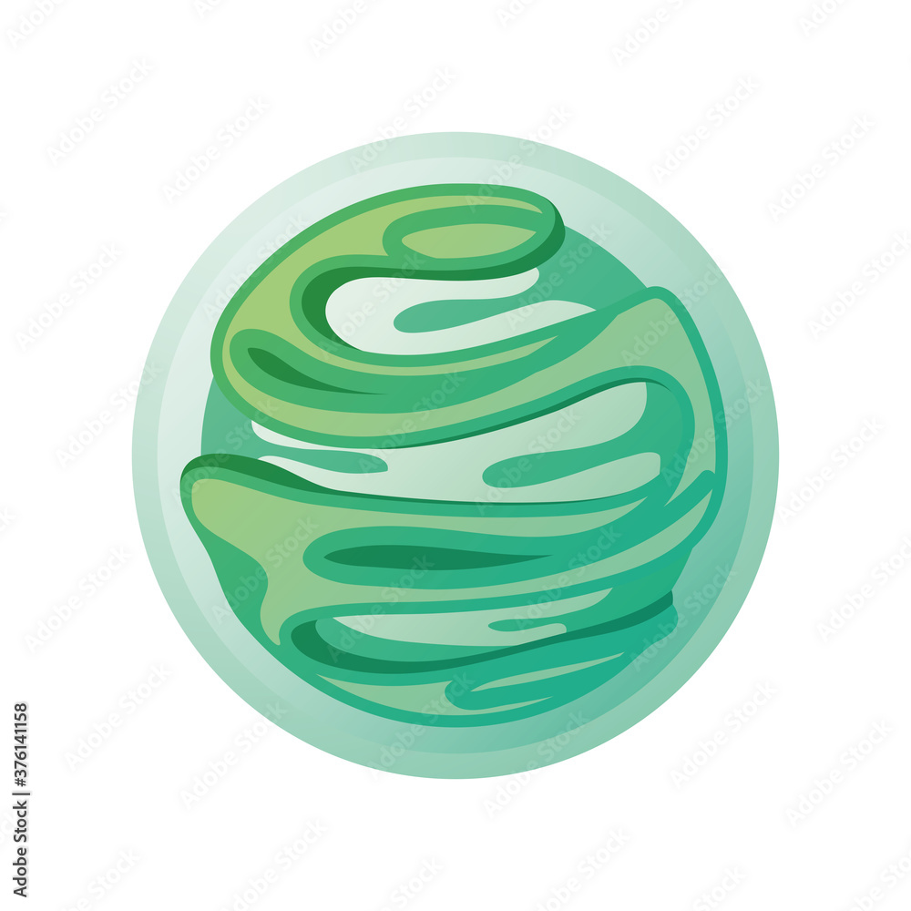 green solar system planet on white background