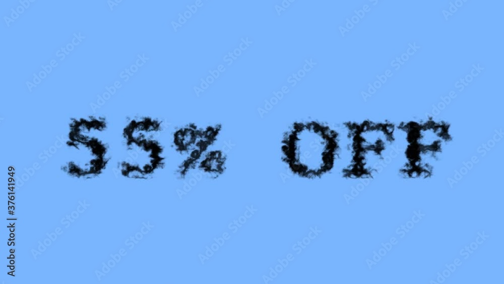 55% Off smoke text effect sky isolated background. animated text effect with high visual impact. letter and text effect. 