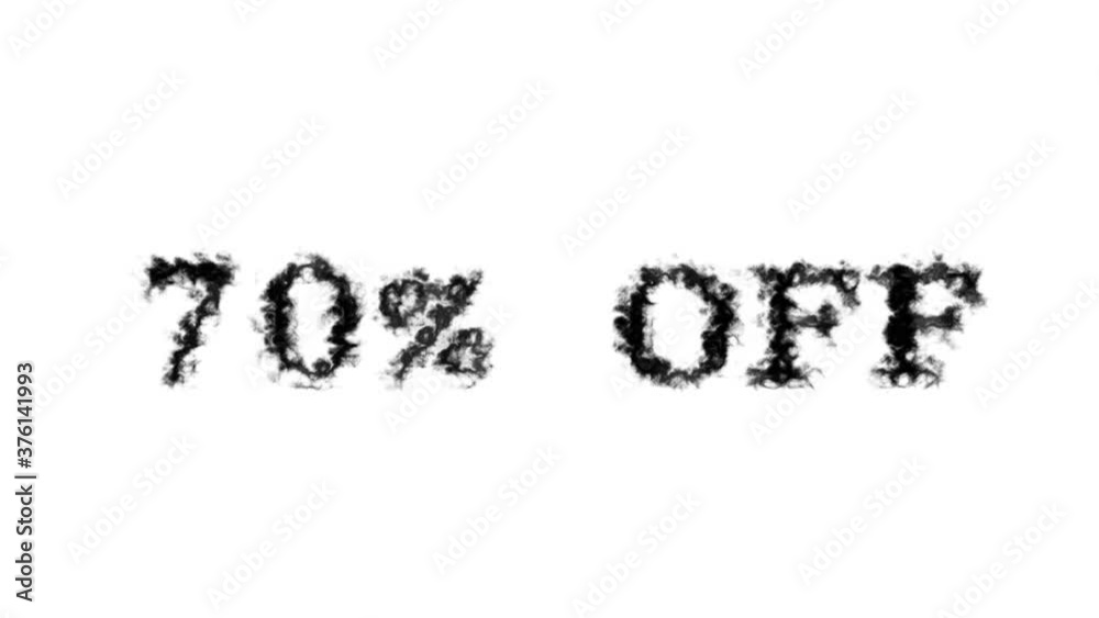 70% Off smoke text effect white isolated background. animated text effect with high visual impact. letter and text effect. 70% Off smoke text effect white isolated background. animated text effect with high visual impact. letter and text effect.
