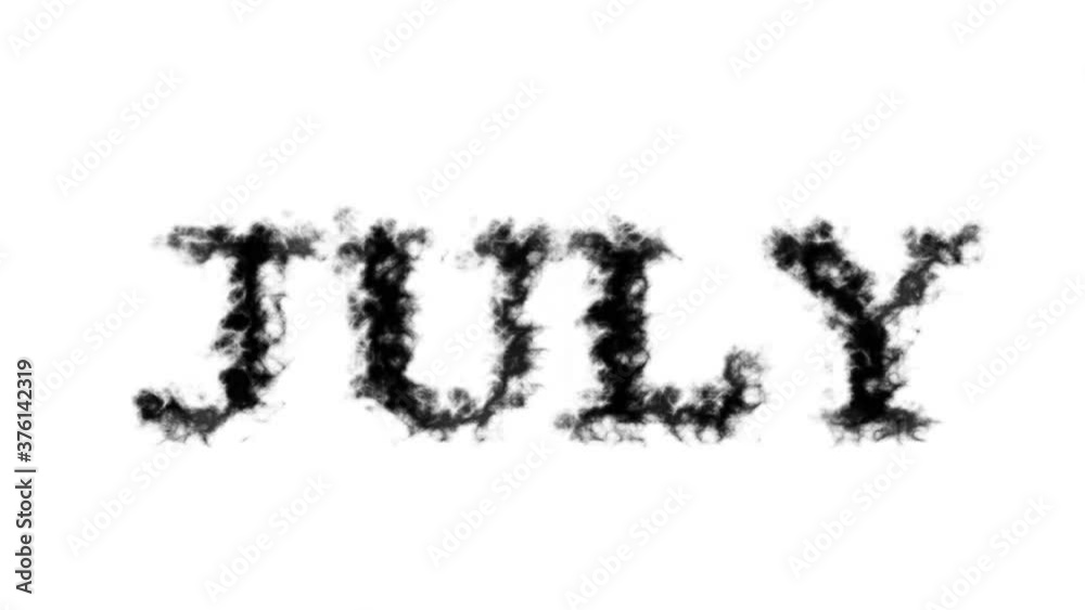 July smoke text effect white isolated background. animated text effect with high visual impact. letter and text effect. July smoke text effect white isolated background. animated text effect with high visual impact. letter and text effect.