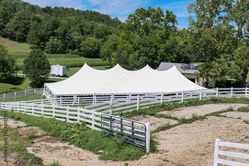 A wedding event tent on a farm