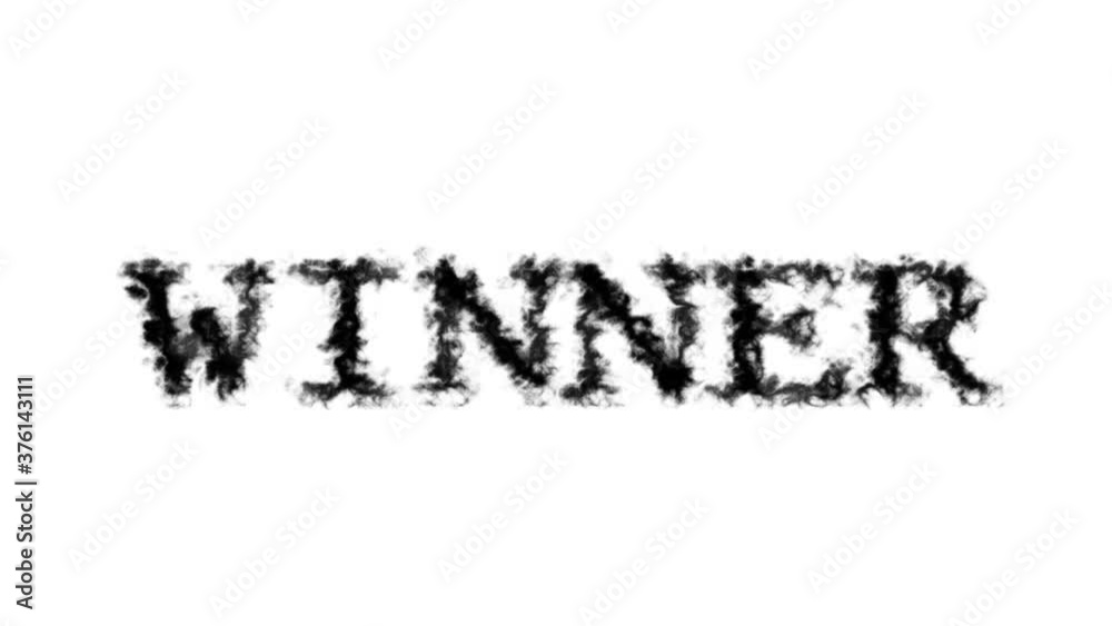 Winner smoke text effect white isolated background. animated text effect with high visual impact. letter and text effect. Winner smoke text effect white isolated background. animated text effect with high visual impact. letter and text effect.