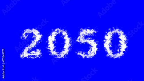 2050 cloud text effect blue isolated background. animated text effect with high visual impact. letter and text effect. 