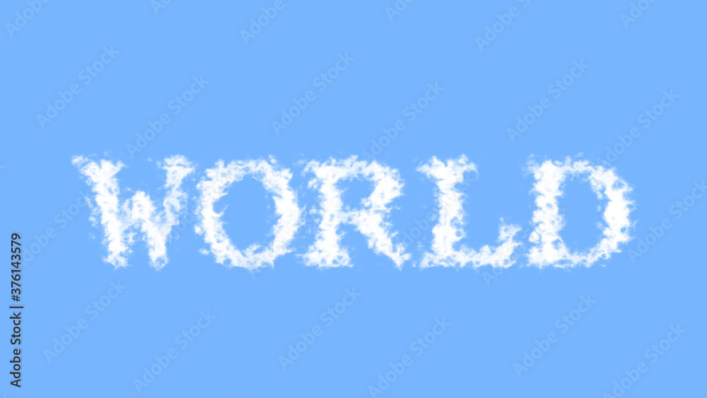 World cloud text effect sky isolated background. animated text effect with high visual impact. letter and text effect. 