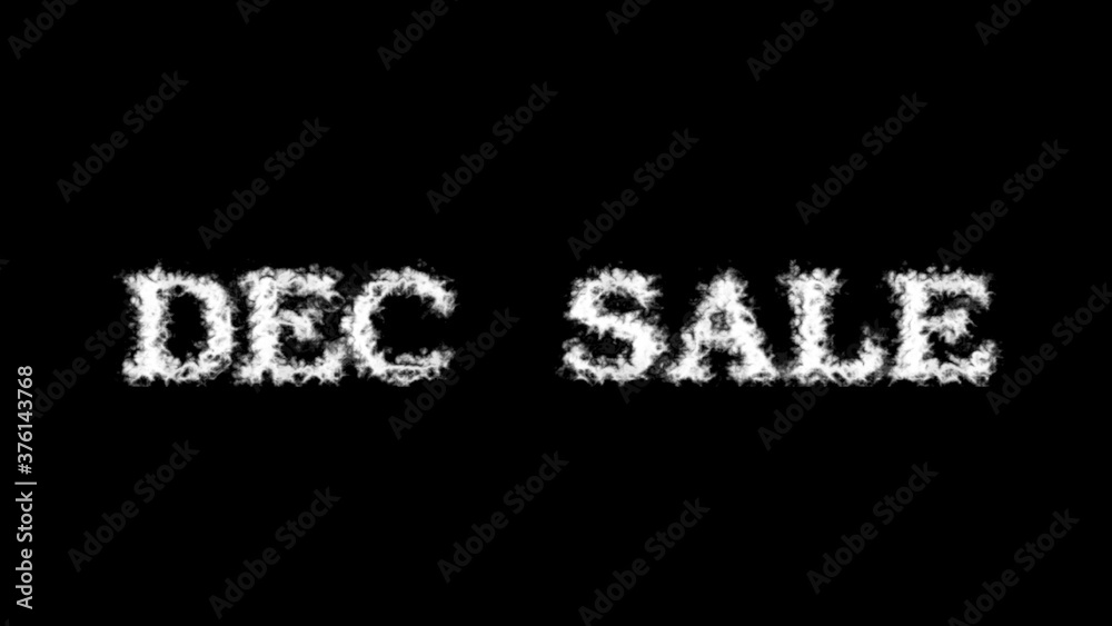 Dec Sale cloud text effect black isolated background. animated text effect with high visual impact. letter and text effect. 