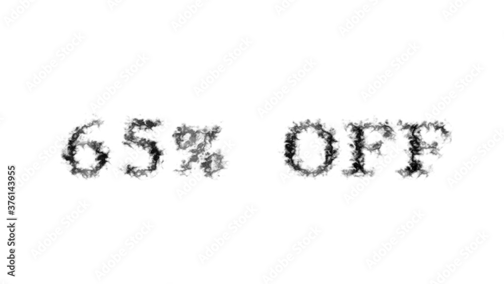 65% Off smoke text effect white isolated background. animated text effect with high visual impact. letter and text effect. 65% Off smoke text effect white isolated background. animated text effect with high visual impact. letter and text effect.