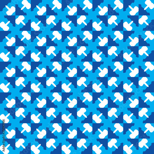 Vector seamless pattern texture background with geometric shapes  colored in blue  white colors.