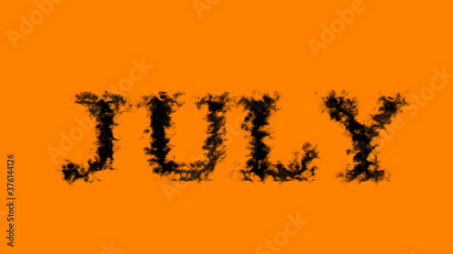 July smoke text effect orange isolated background. animated text effect with high visual impact. letter and text effect. 