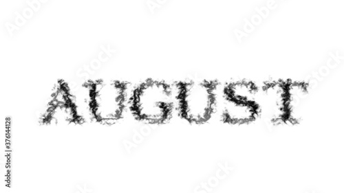 August smoke text effect white isolated background. animated text effect with high visual impact. letter and text effect. 