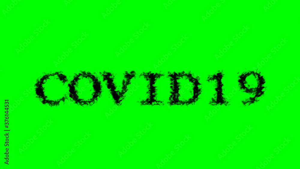 Covid19 smoke text effect green isolated background. animated text effect with high visual impact. letter and text effect. 