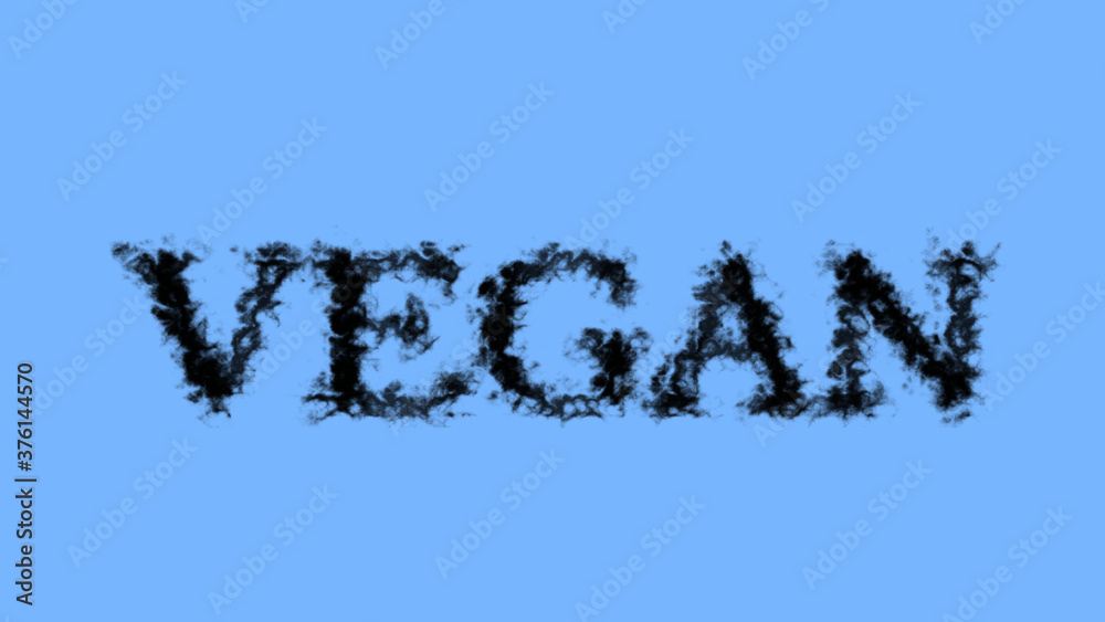 Vegan smoke text effect sky isolated background. animated text effect with high visual impact. letter and text effect. 