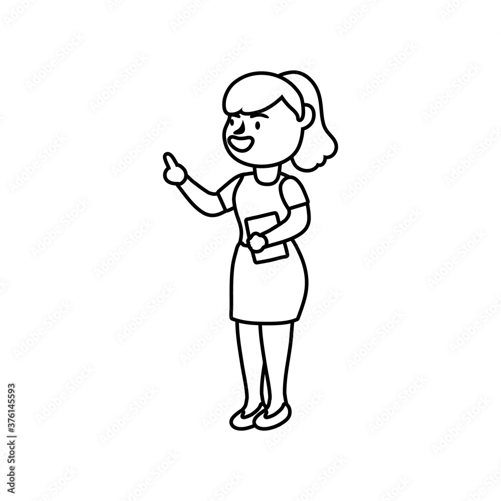 teacher female worker character line style icon teacher female worker character line style icon