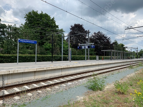 Tilburg University train station platform. Tilburg, North Brabant / Netherlands. photo