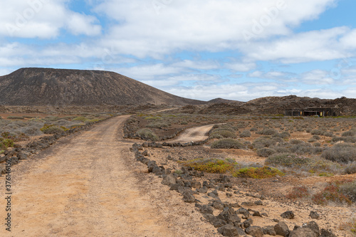 Trails on the uninhabited and exotic island of Lobos, very close to Fuerteventura.