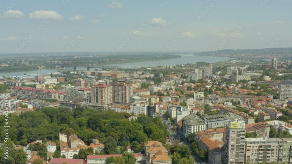 Aerial shot Belgrade Serbia. Beautiful flight on a drone through the streets of the city, where you can see the old and new city, streets, old buildings, transport on the streets, a beautiful urban la Aerial shot Belgrade Serbia. Beautiful flight on a drone through the streets of the city, where you can see the old and new city, streets, old buildings, transport on the streets, a beautiful urban la