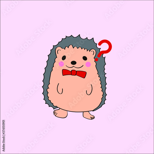 Hedgehog with question mark and ribbon