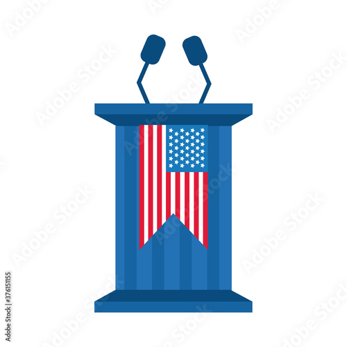 usa elections flag in speech podium flat style icon