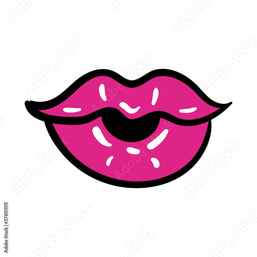 sexi mouth pop art line and fill style icon