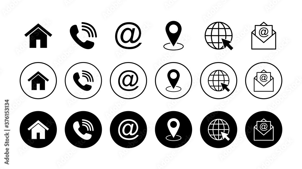 Web icon set. Business card contact information icons. Contact us icon set Web icon set. Business card contact information icons. Contact us icon set