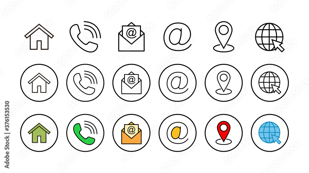 Web icon set. Business card contact information icons. Contact us icon set Web icon set. Business card contact information icons. Contact us icon set
