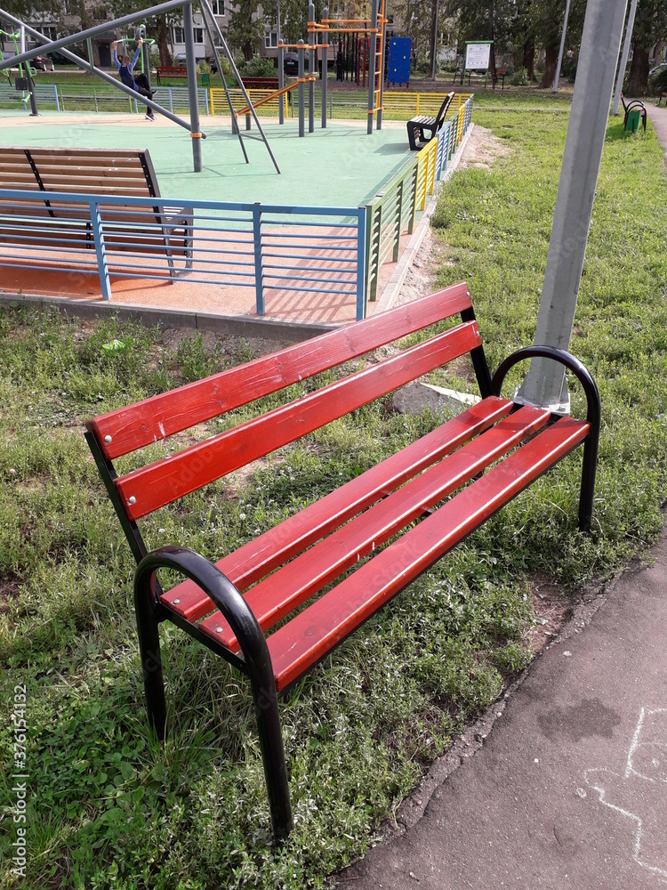 red bench in the park