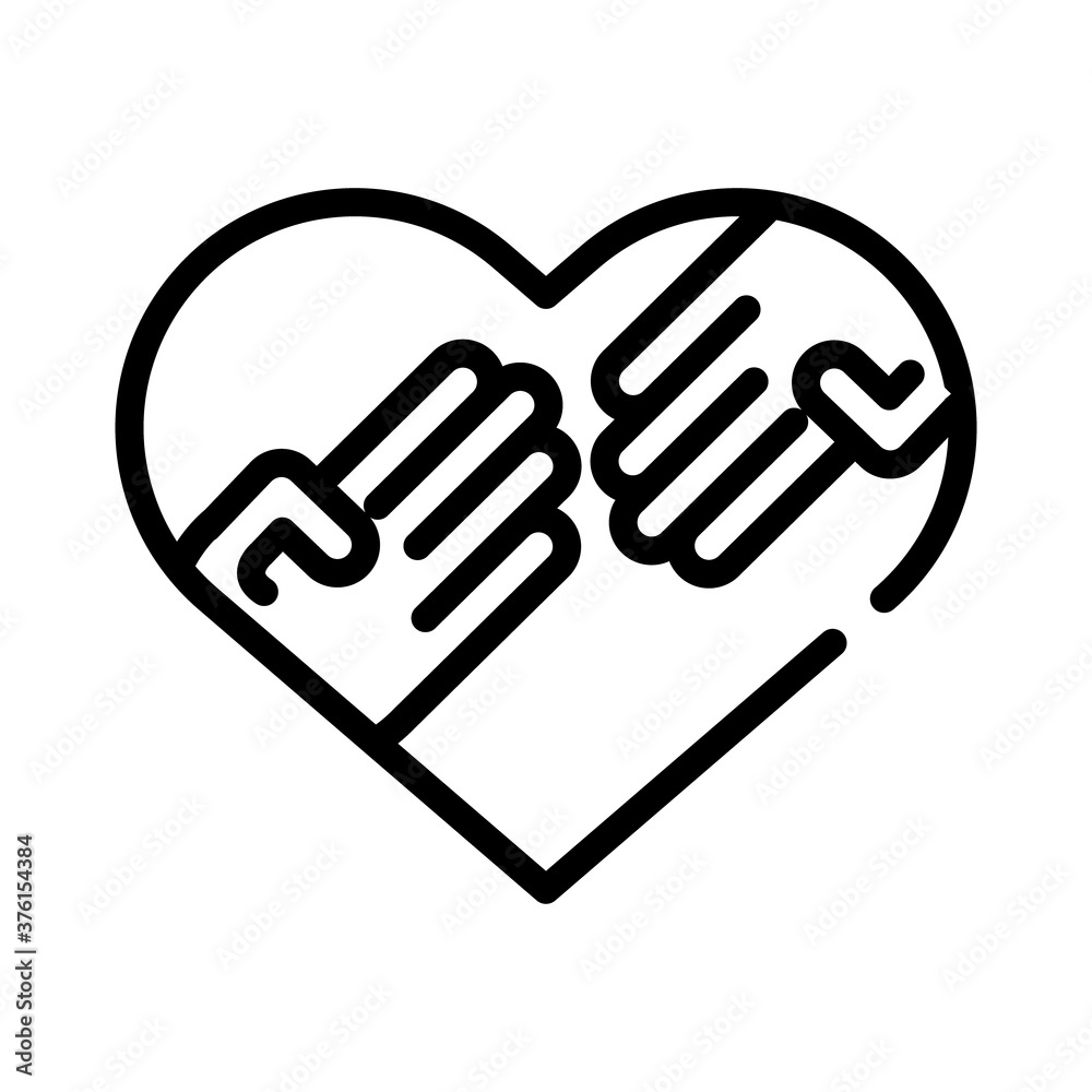 hands human in heart love symbol line style icon hands human in heart love symbol line style icon
